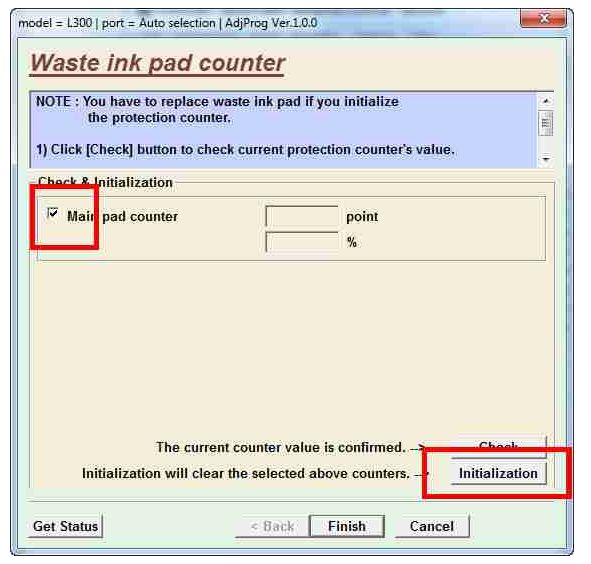 Epson l355 loi Waste ink pad counter