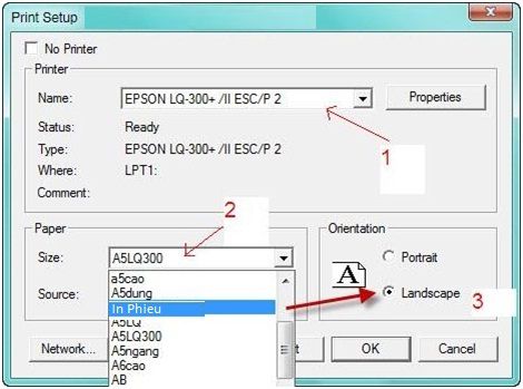 tao in kho giay A5 cho Epson LQ-310